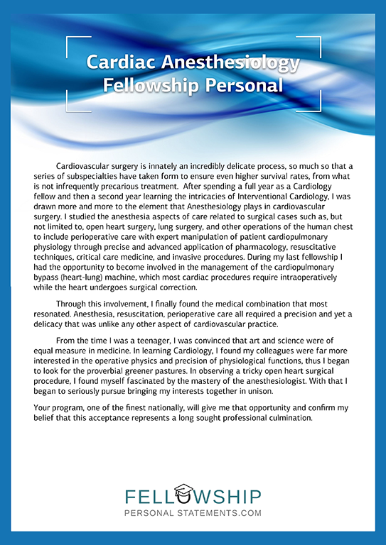 Anesthesia personal statement