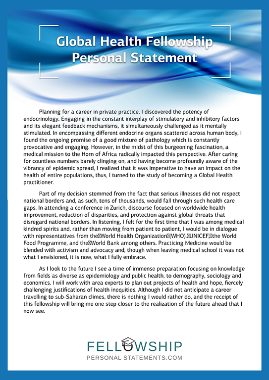 health and wellbeing personal statement