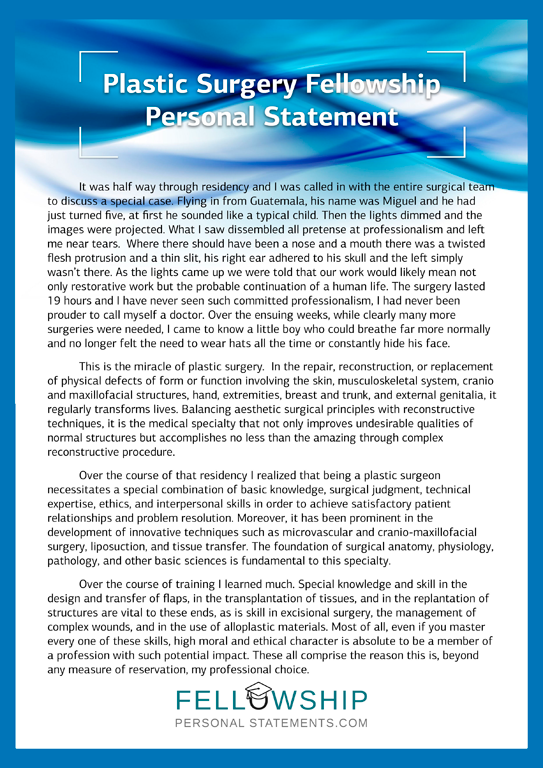 plastic surgery personal statement medical school