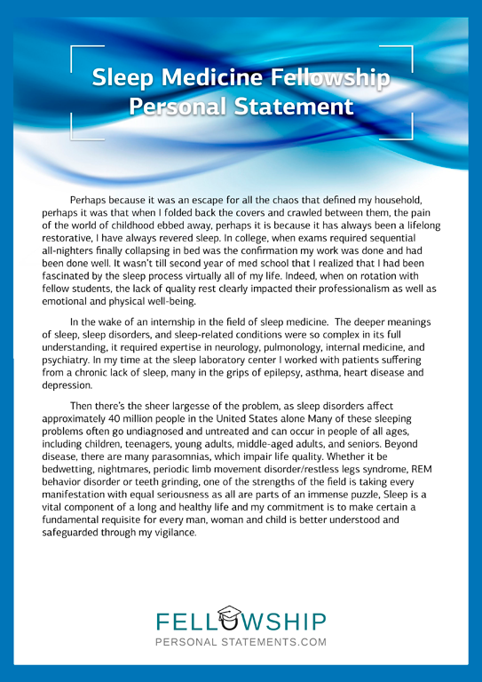 sleep medicine fellowship personal statement