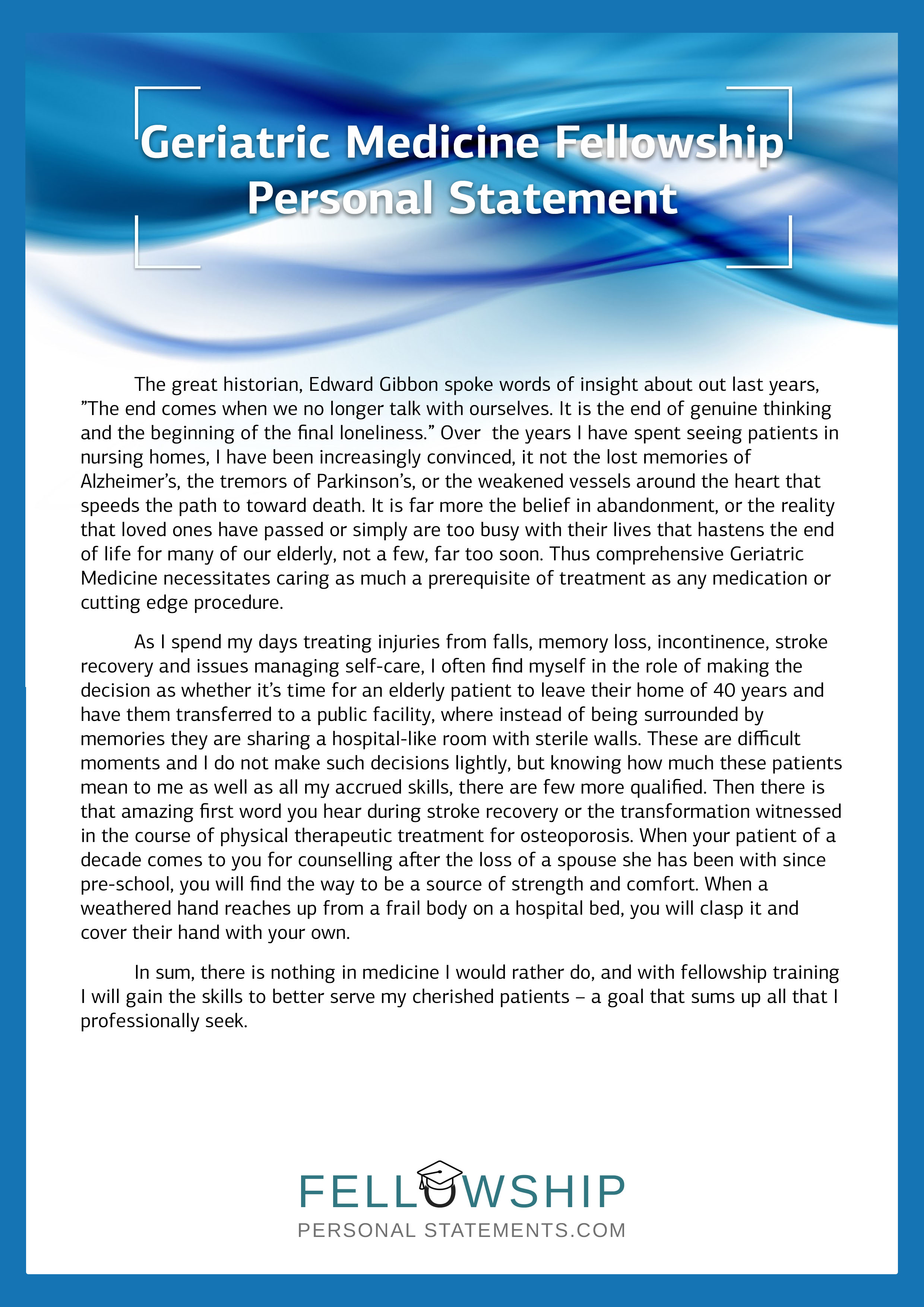 how to write a personal statement for medical fellowship
