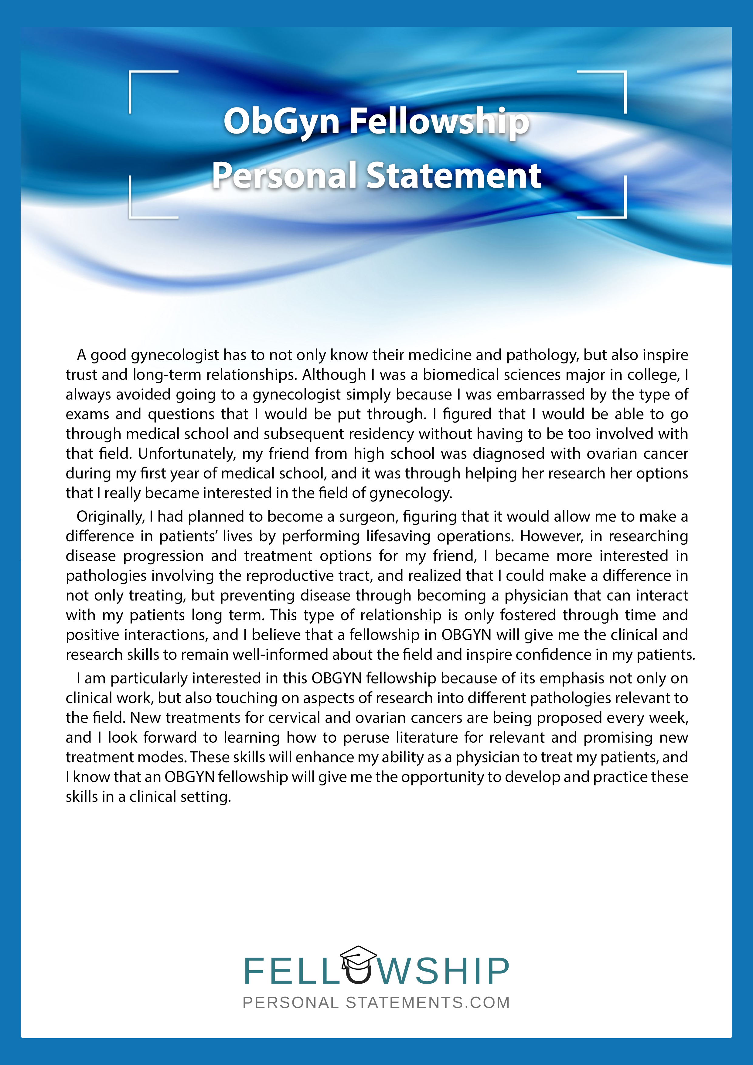 OB GYN Fellowship Personal Statement Help