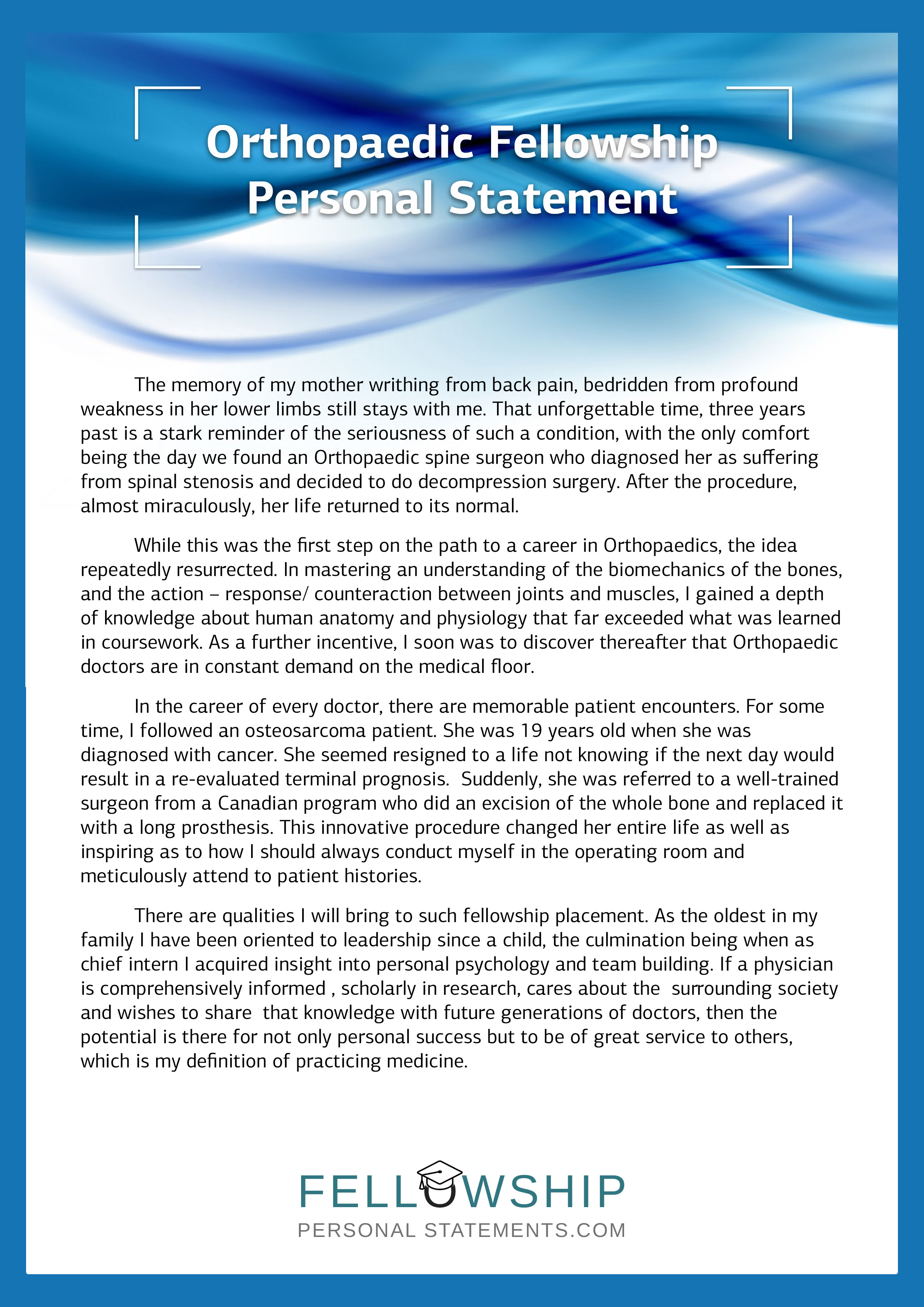 sports medicine fellowship personal statement