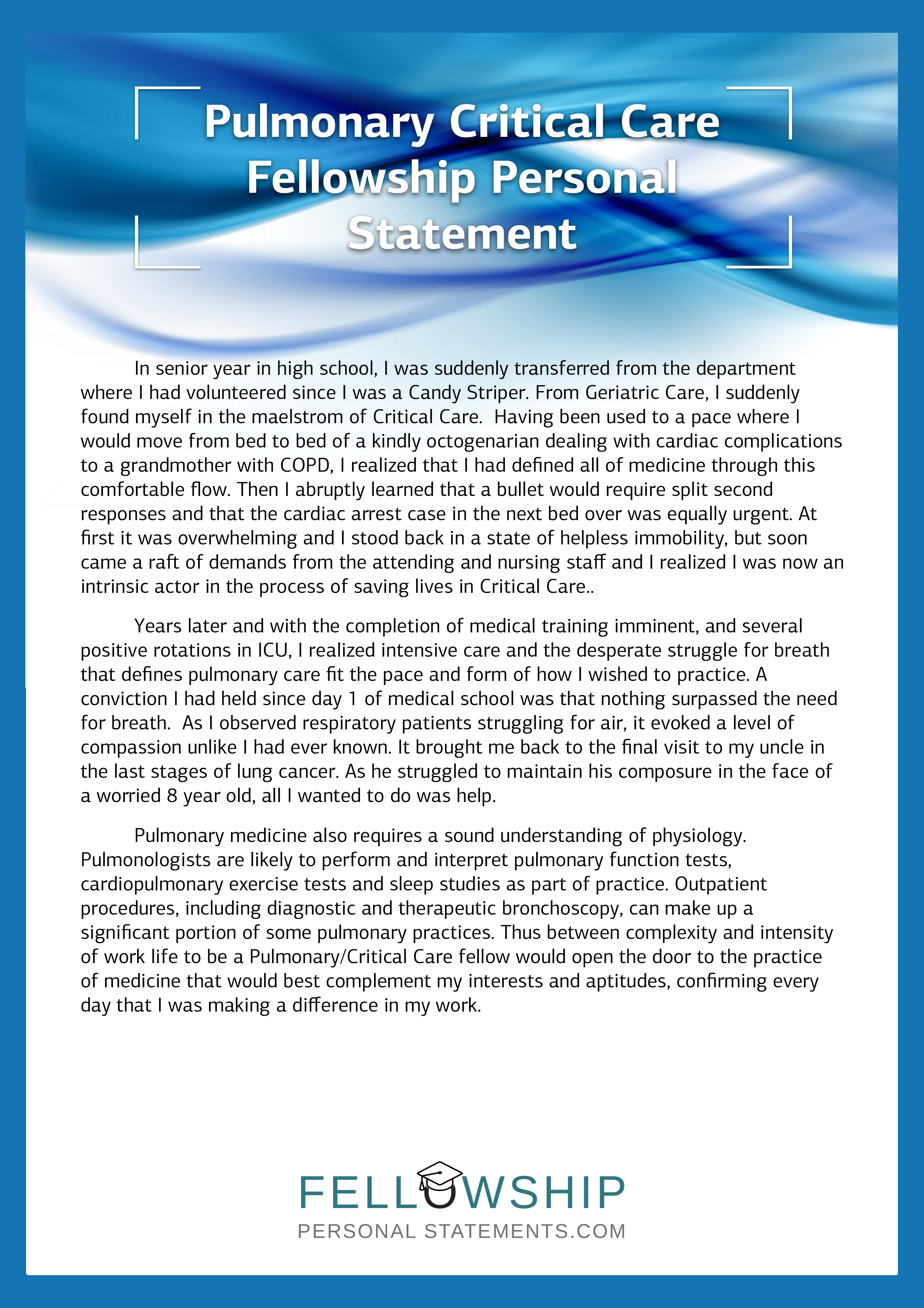 Personal statement for fellowship