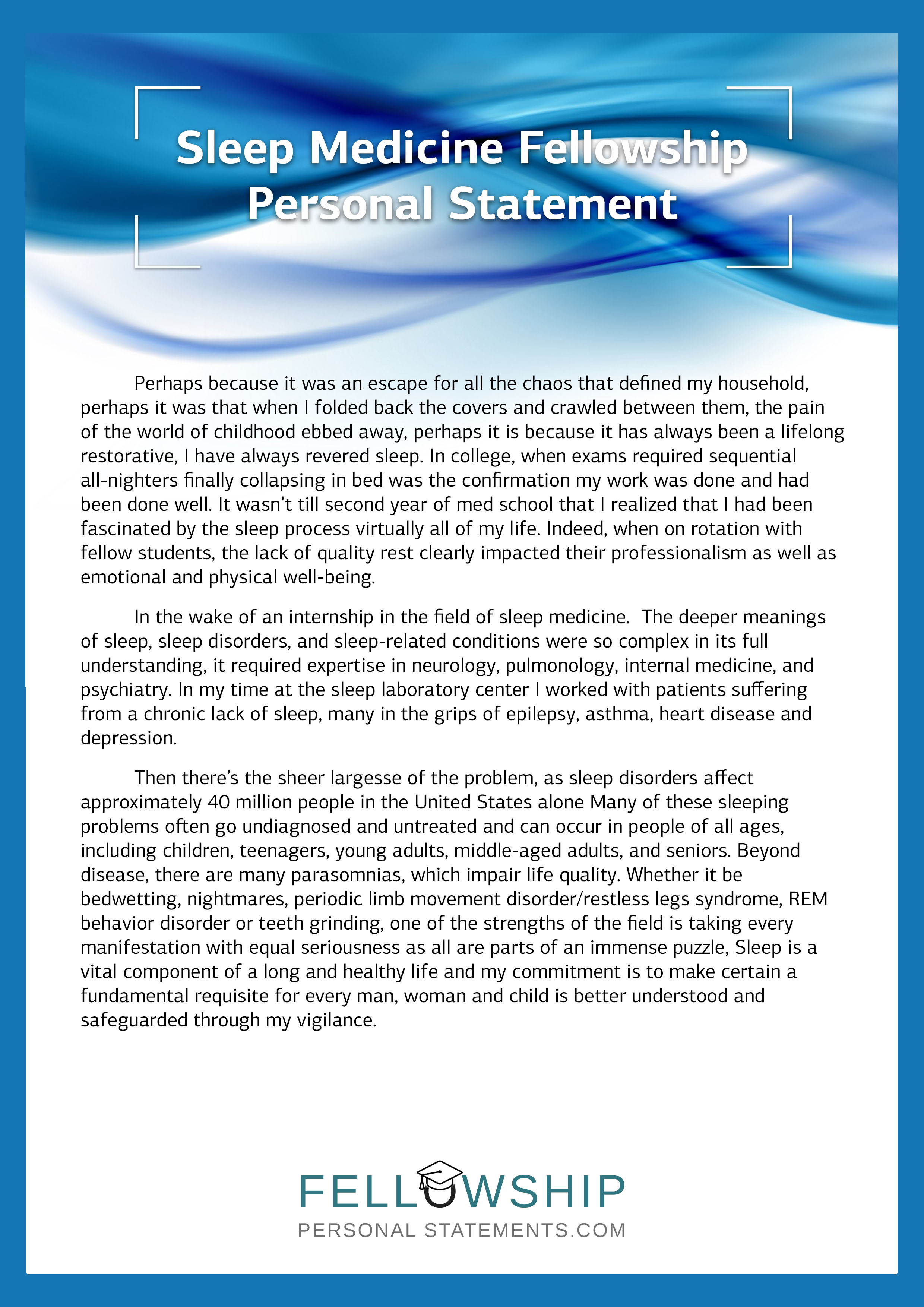 successful fellowship personal statement examples