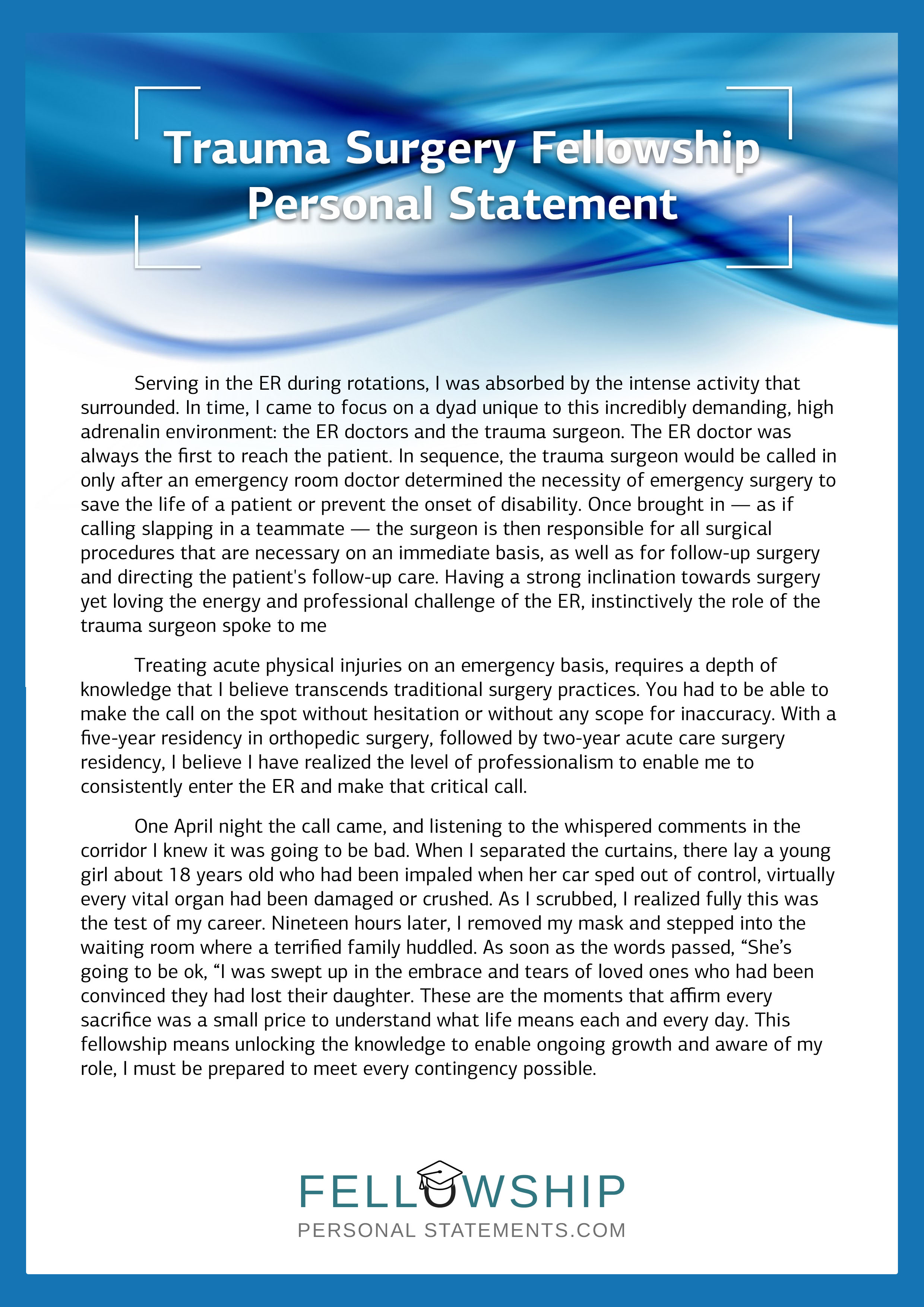 pediatric emergency medicine fellowship personal statement