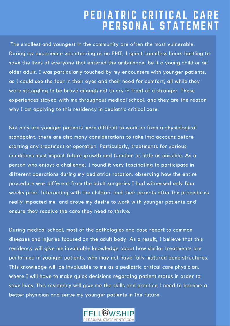 Exclusive Pediatric Critical Care Personal Statement Exclusive Pediatric Critical Care Personal Statement