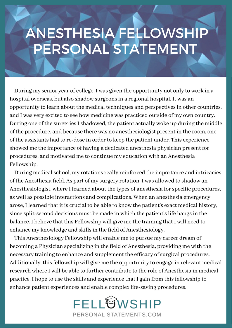 personal statement fellowship